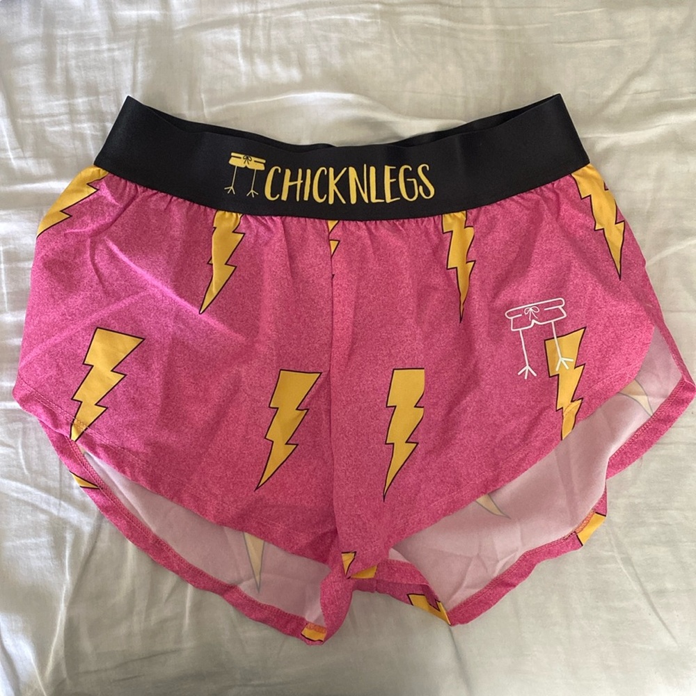 Chicknlegs Pink Bolts 1.5” Split Short